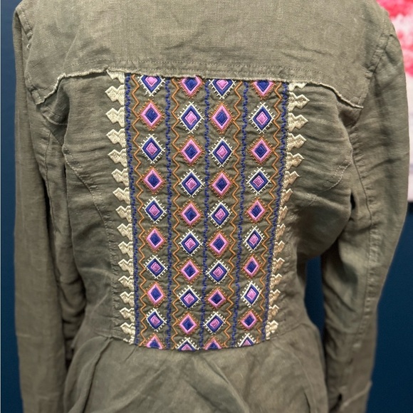 International Concepts Linen Green Embroidered Jacket M - Picture 5 of 10